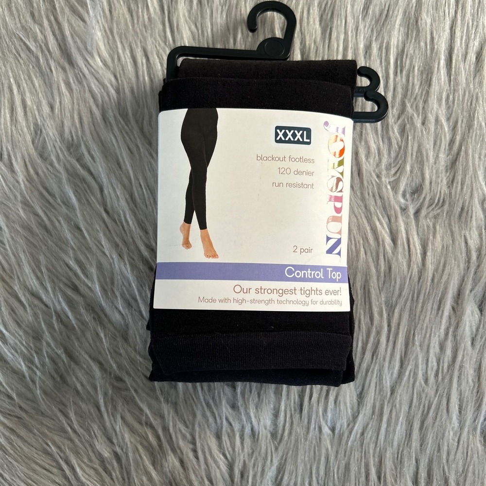 Joyspun Control Top Tights Womens Size XXXL Black Footless 120 Denier